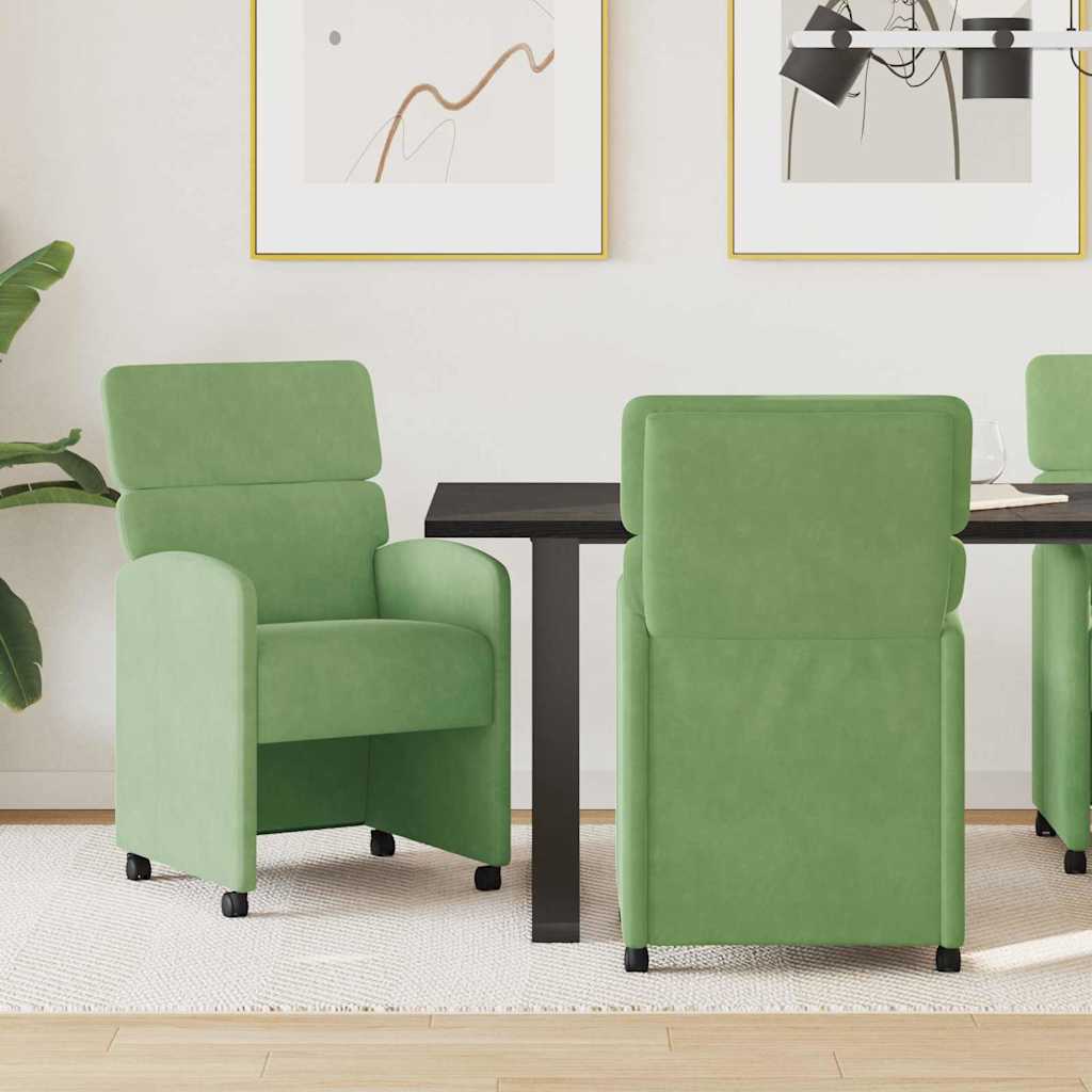 Esszimmerstühle mit Rollen 2 pcs Hellgrün 58 x 65 x 98 cm Samt