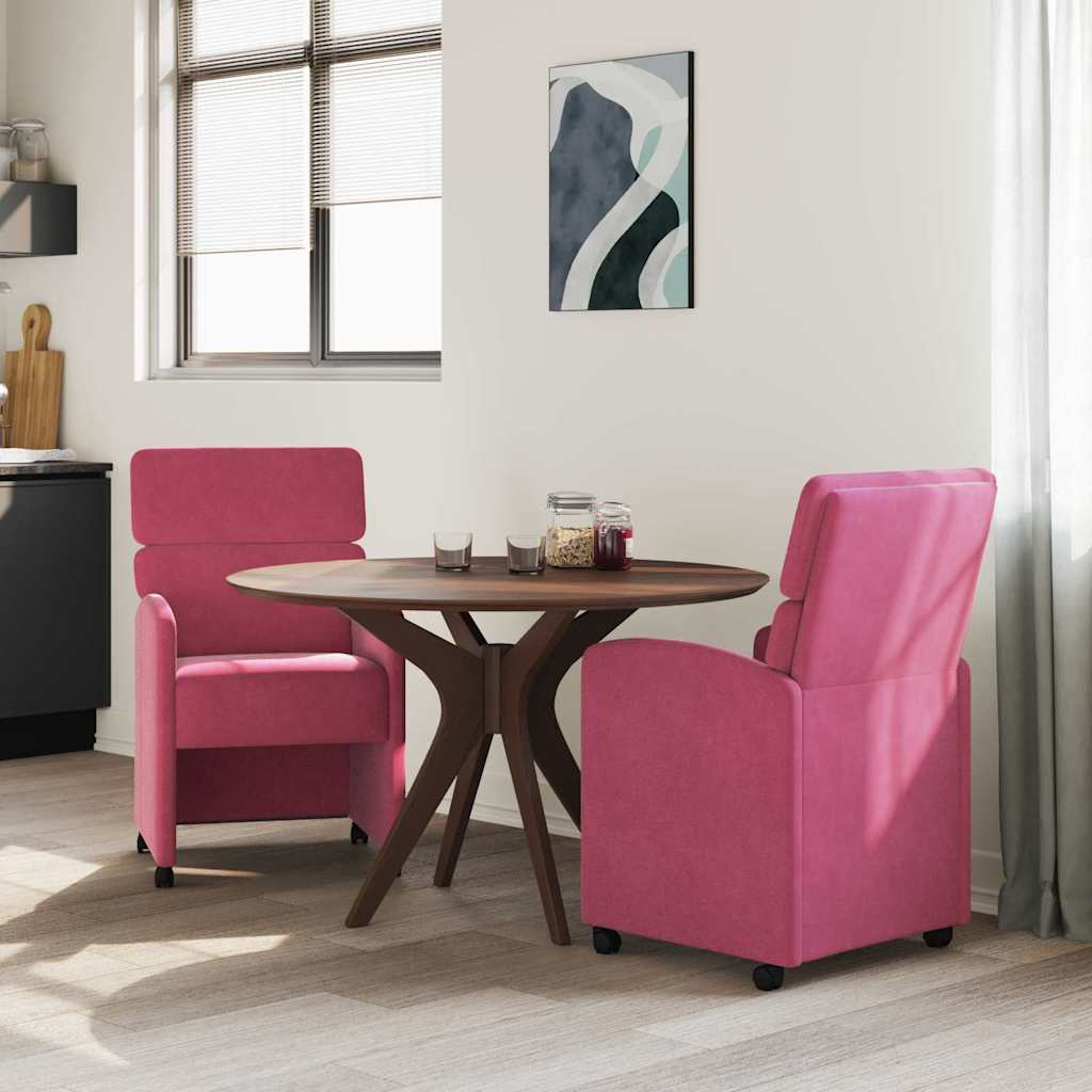 Esszimmerstühle mit Rollen 2 pcs Weinrot 58 x 65 x 98 cm Samt