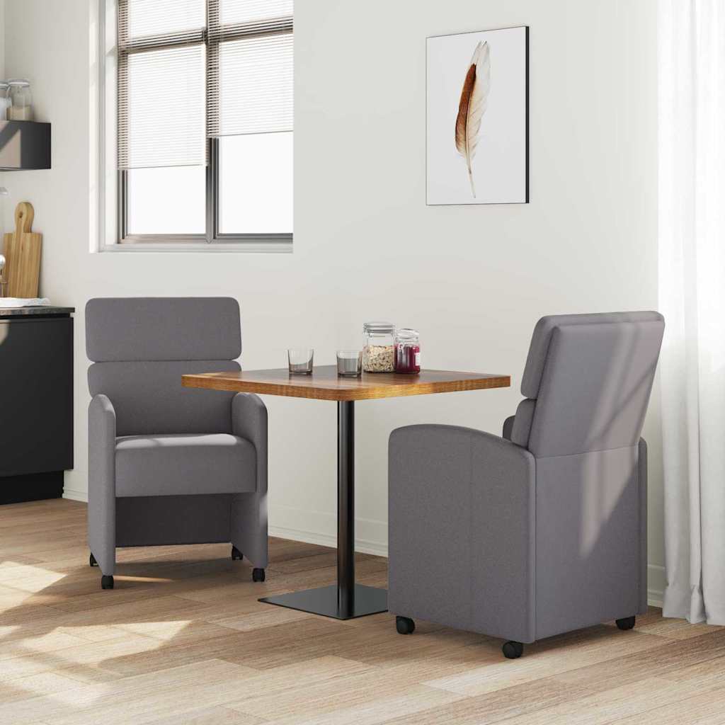 Esszimmerstühle mit Rollen 2 pcs Grau 58 x 65 x 98 cm