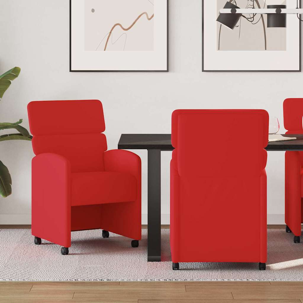 Esszimmerstühle mit Rollen 2 pcs Rot 58 x 65 x 98 cm Kunstleder