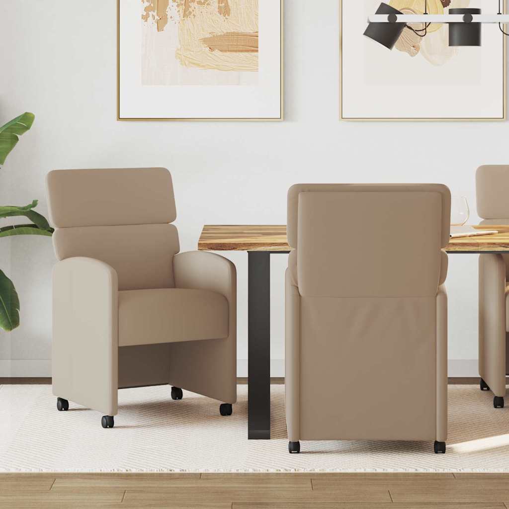 Esszimmerstühle mit Rollen 2 pcs Cappuccino 58 x 65 x 98 cm