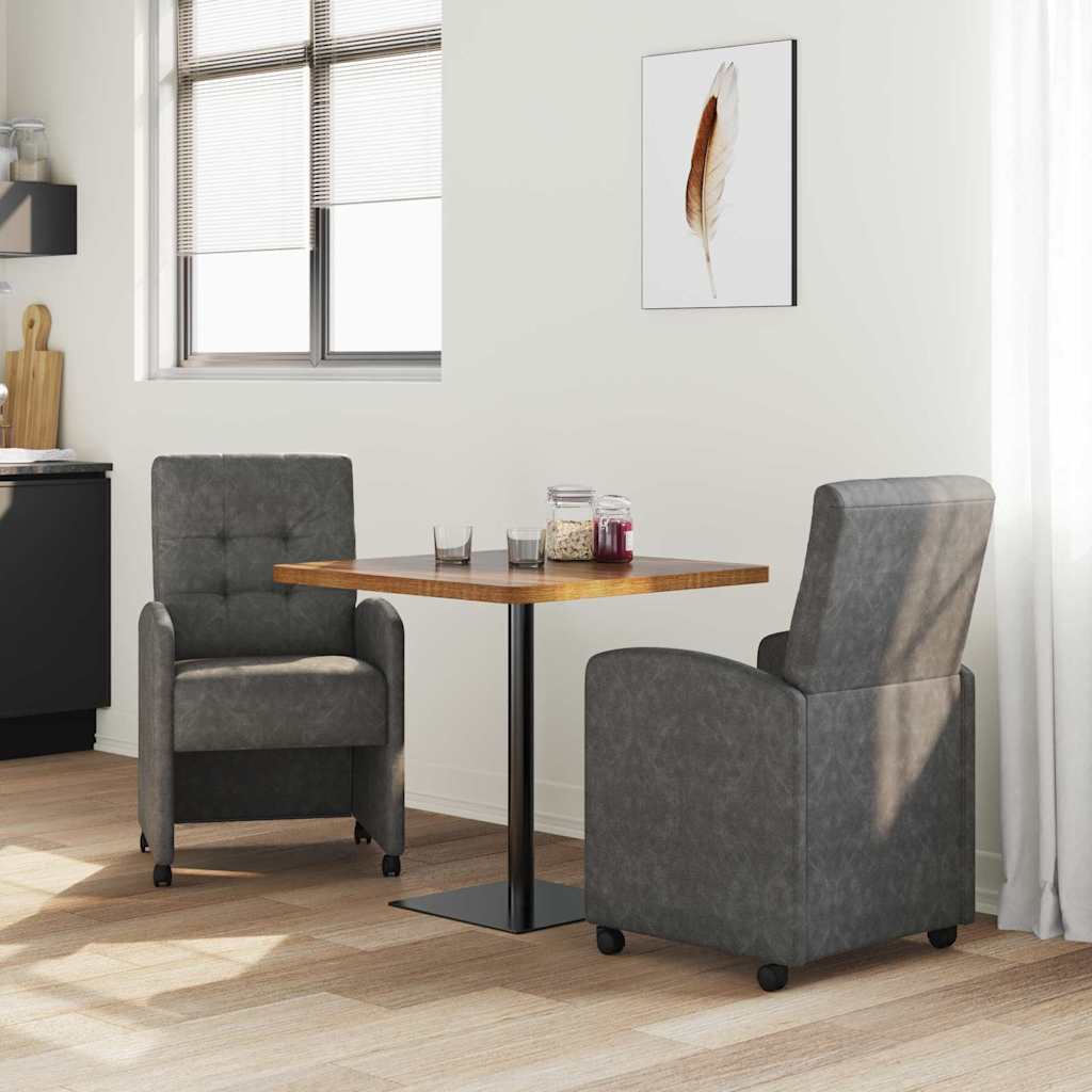 Esszimmerstühle mit Rollen 2 pcs Schwarz 58 x 67 x 97 cm