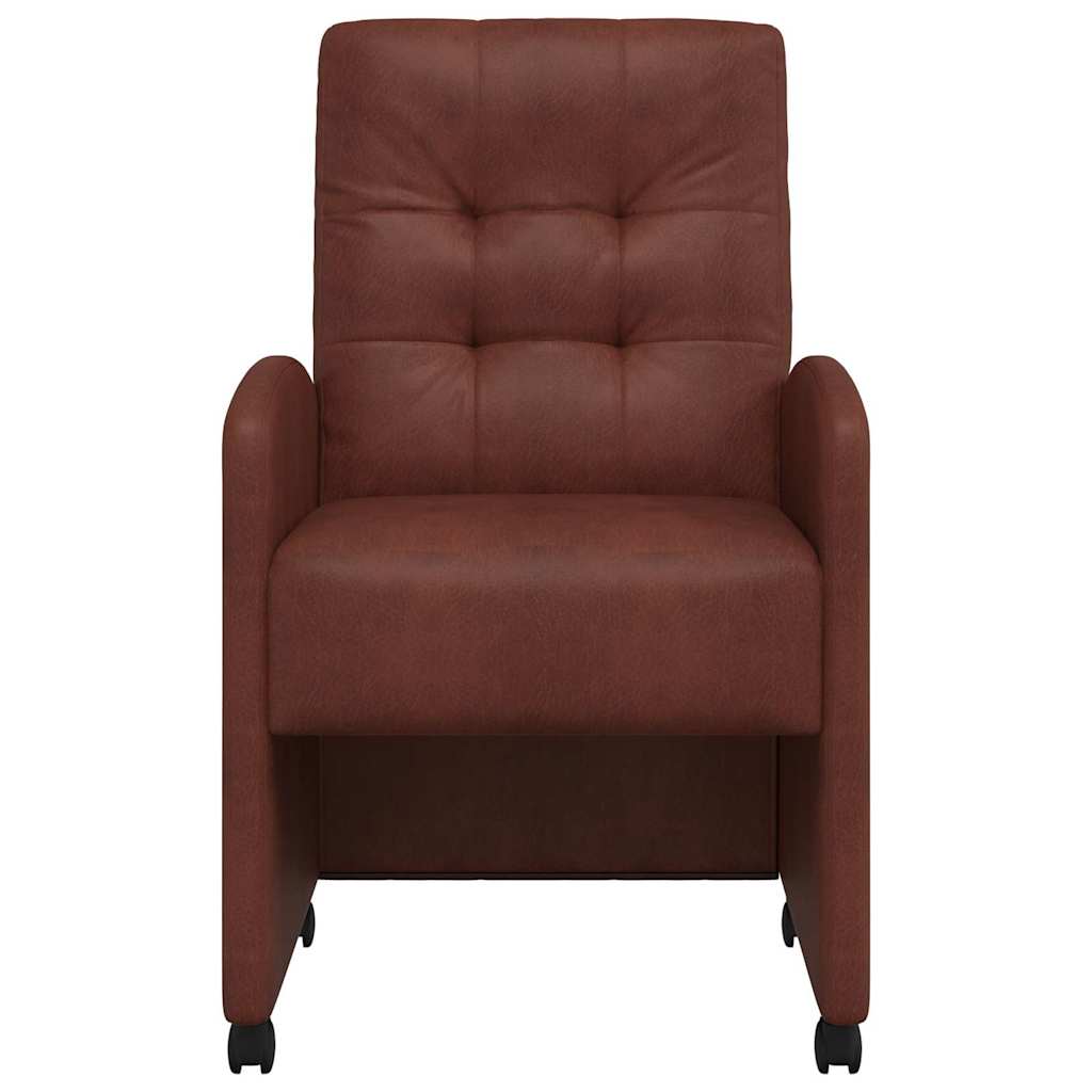 Esszimmerstühle mit Rollen 2 pcs Glänzendes Braun Kunstleder