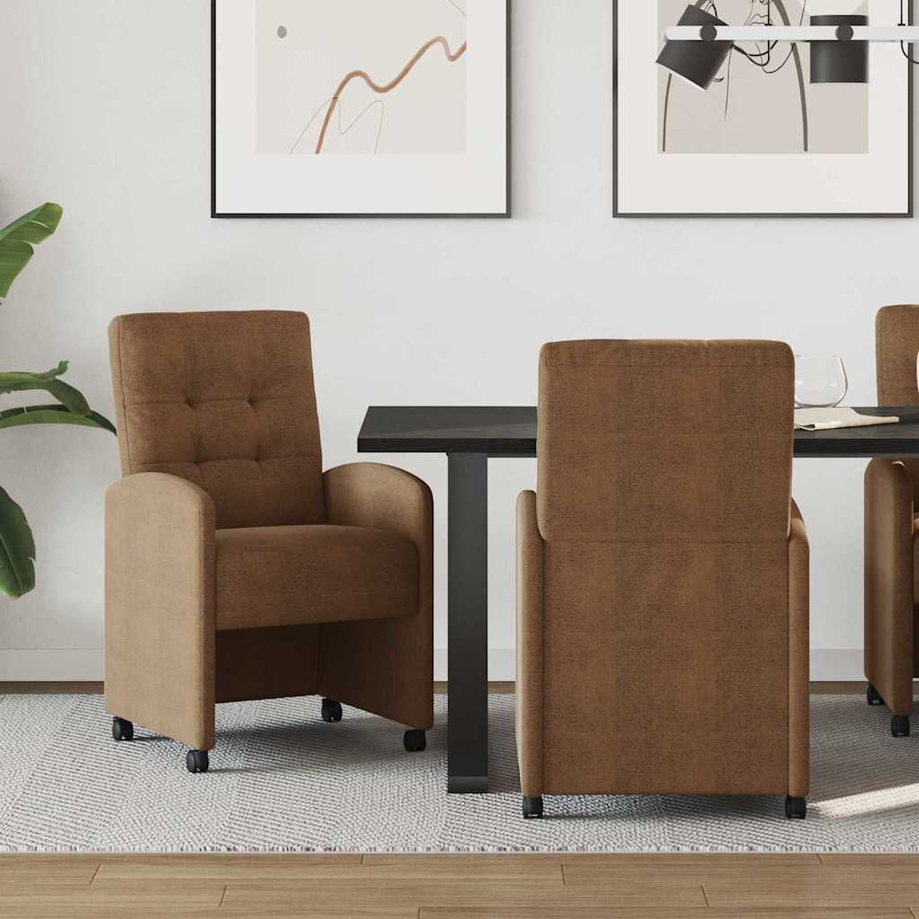 Esszimmerstühle mit Rollen 2 pcs Braun 58 x 67 x 97 cm