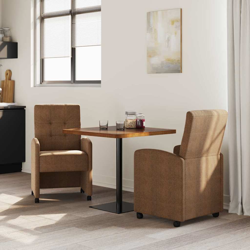 Esszimmerstühle mit Rollen 2 pcs Braun 58 x 67 x 97 cm