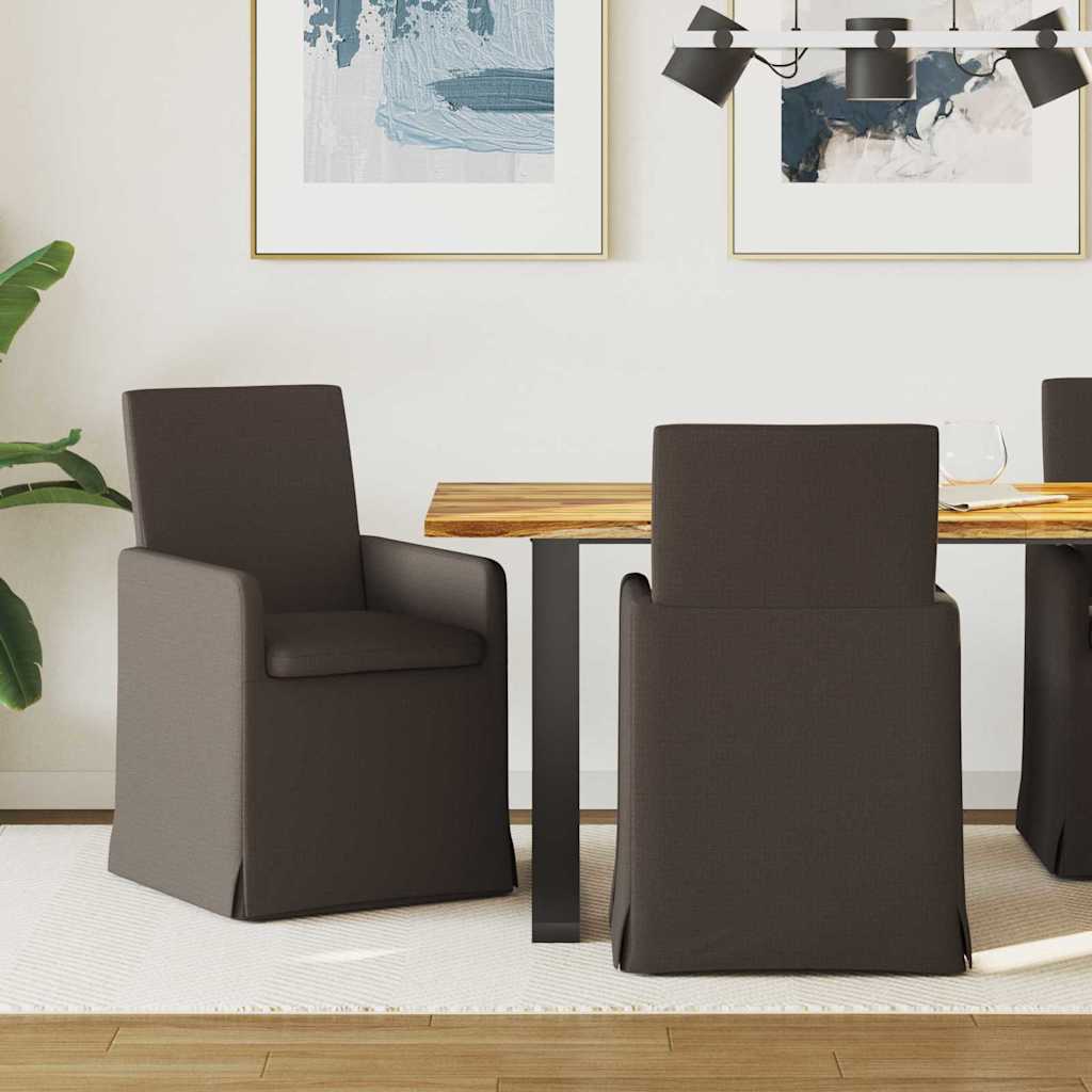 Esszimmerstühle 2 pcs Dunkelgrau 57 x 67 x 95 cm Leinen