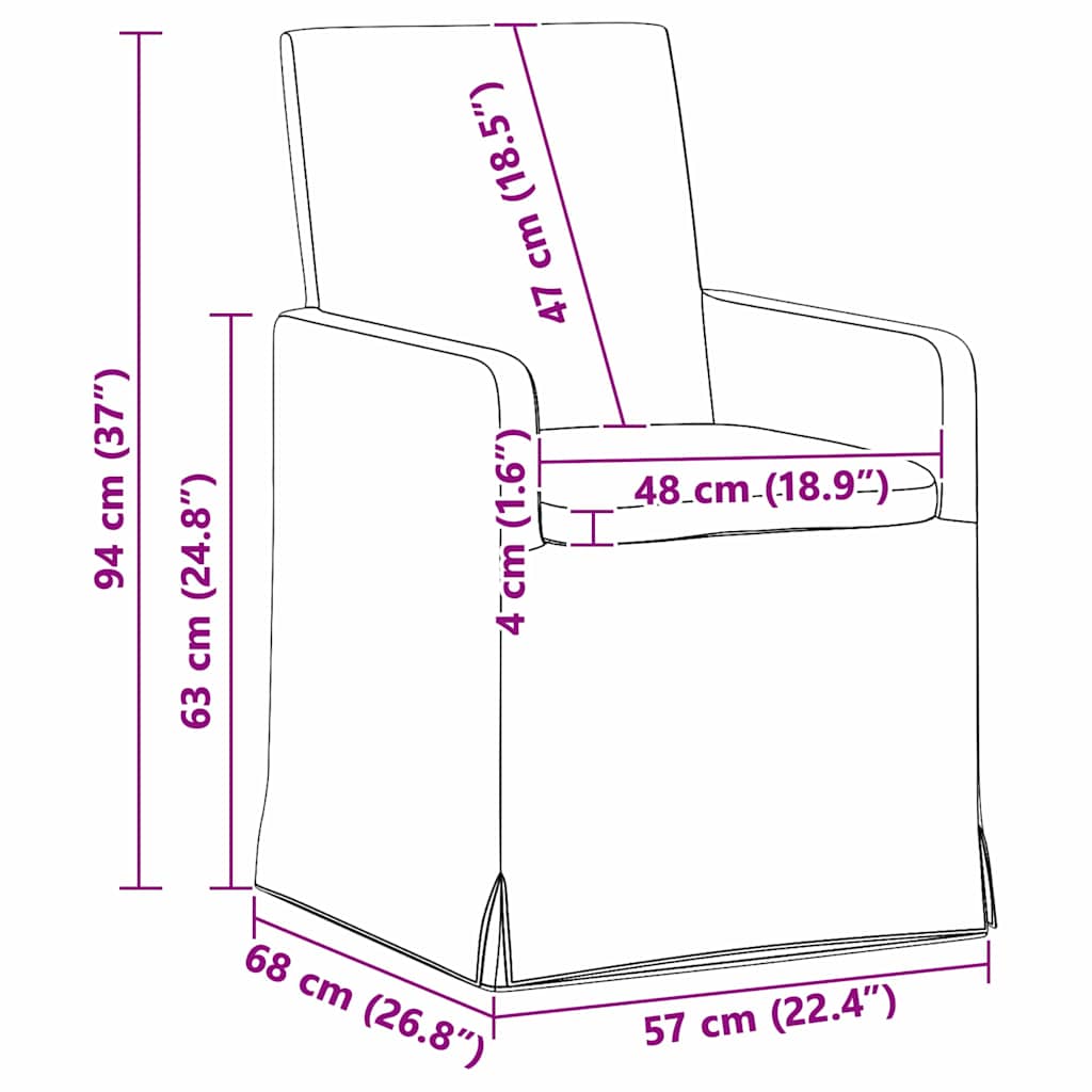 Esszimmerstühle 2 pcs Taupe 57 x 67 x 95 cm Stoff