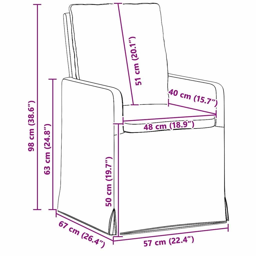 Esszimmerstühle 2 pcs Hellgrau 57 x 67 x 98 cm Stoff