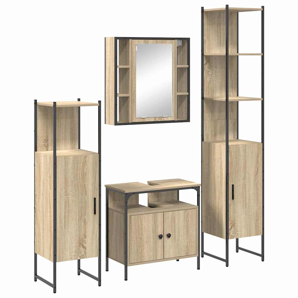 Badezimmermöbel-Set mit Regal 4 pcs Sonoma-Eiche Holzwerkstoff