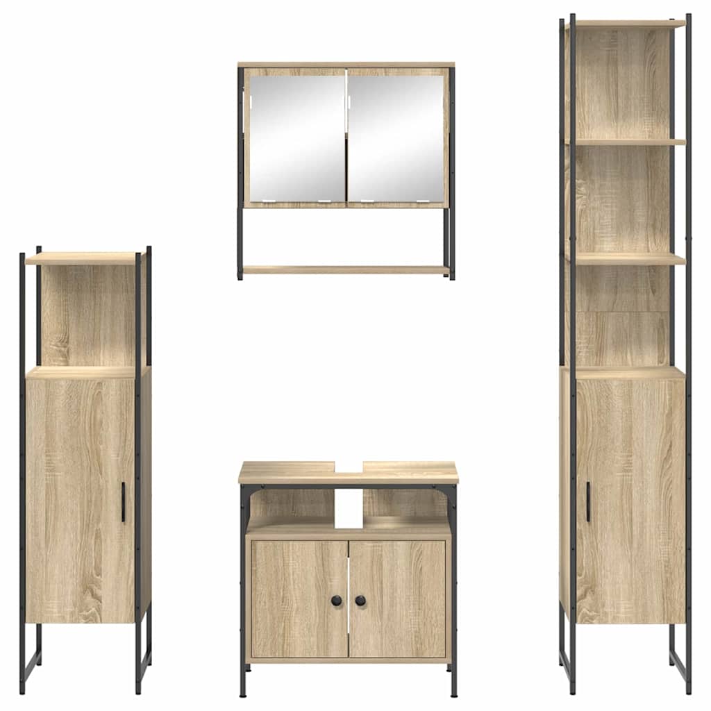 Badezimmermöbel-Set mit Regal 4 pcs Sonoma-Eiche Holzwerkstoff