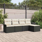 Gartensofa-set mit Kissen 5 pcs Schwarz Poly-Rattan