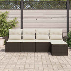 Gartensofa-set mit Kissen mit Speicher 5 pcs Braun Poly-Rattan
