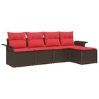 Gartensofa-set mit Speicher 5 pcs Braun Poly-Rattan