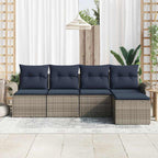 Gartensofa-set mit Speicher 5 pcs Grau Poly-Rattan