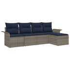 Gartensofa-set mit Speicher 5 pcs Grau Poly-Rattan