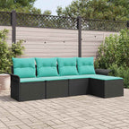 Gartensofa-set mit Speicher 5 pcs Schwarz Poly-Rattan