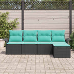 Gartensofa-set mit Speicher 5 pcs Schwarz Poly-Rattan