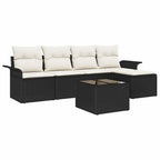 Gartensofa-set mit Kissen 6 pcs Schwarz Poly-Rattan