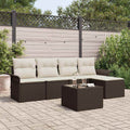 Gartensofa-set mit Kissen mit Speicher 6 pcs Braun Poly-Rattan
