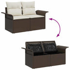 Gartensofa-set mit Kissen mit Speicher 6 pcs Braun Poly-Rattan