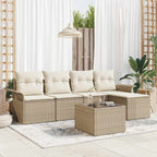 Gartensofa-set mit Kissen mit Speicher 6 pcs Beige Poly-Rattan