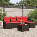 Gartensofa-set mit Speicher 6 pcs Braun Poly-Rattan
