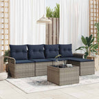 Gartensofa-set mit Speicher 6 pcs Grau Poly-Rattan