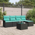 Gartensofa-set mit Speicher 6 pcs Schwarz Poly-Rattan