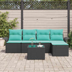Gartensofa-set mit Speicher 6 pcs Schwarz Poly-Rattan