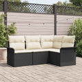 Gartensofa-set mit Speicher 4 pcs Schwarz Poly-Rattan