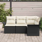 Gartensofa-set mit Speicher 4 pcs Schwarz Poly-Rattan
