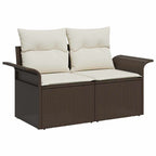 Gartensofa-set mit Speicher 4 pcs Braun Poly-Rattan