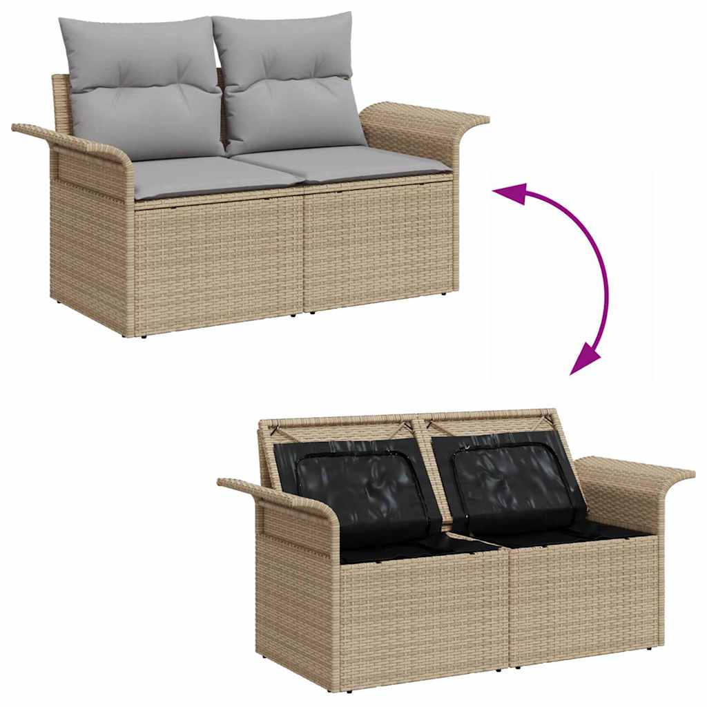 Gartensofa-set mit Speicher 4 pcs Beige Poly-Rattan