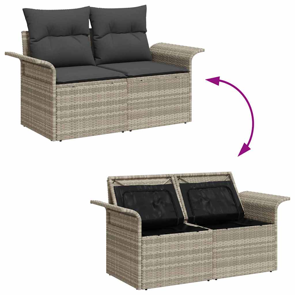 Gartensofa-set mit Speicher 4 pcs Hellgrau Poly-Rattan