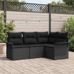 Gartensofa-set mit Speicher 4 pcs Schwarz Poly-Rattan