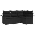 Gartensofa-set mit Speicher 4 pcs Schwarz Poly-Rattan