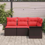 Gartensofa-set mit Speicher 4 pcs Braun Poly-Rattan