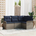Gartensofa-set mit Speicher 4 pcs Grau Poly-Rattan