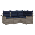 Gartensofa-set mit Speicher 4 pcs Grau Poly-Rattan