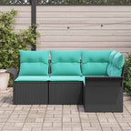 Gartensofa-set mit Speicher 4 pcs Schwarz Poly-Rattan