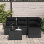 Gartensofa-set mit Speicher 5 pcs Schwarz Poly-Rattan