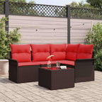 Gartensofa-set mit Speicher 5 pcs Braun Poly-Rattan