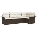 Gartensofa-set mit Speicher 5 pcs Braun Poly-Rattan