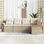 Gartensofa-set mit Speicher 5 pcs Beige Poly-Rattan