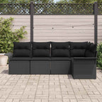 Gartensofa-set mit Speicher 5 pcs Schwarz Poly-Rattan
