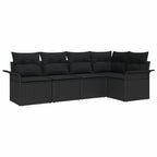 Gartensofa-set mit Speicher 5 pcs Schwarz Poly-Rattan