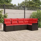 Gartensofa-set mit Speicher 5 pcs Braun Poly-Rattan