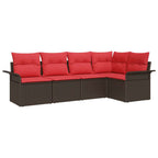 Gartensofa-set mit Speicher 5 pcs Braun Poly-Rattan