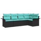 Gartensofa-set mit Speicher 5 pcs Schwarz Poly-Rattan