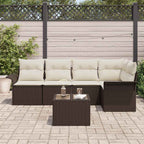 Gartensofa-set mit Speicher 6 pcs Braun Poly-Rattan